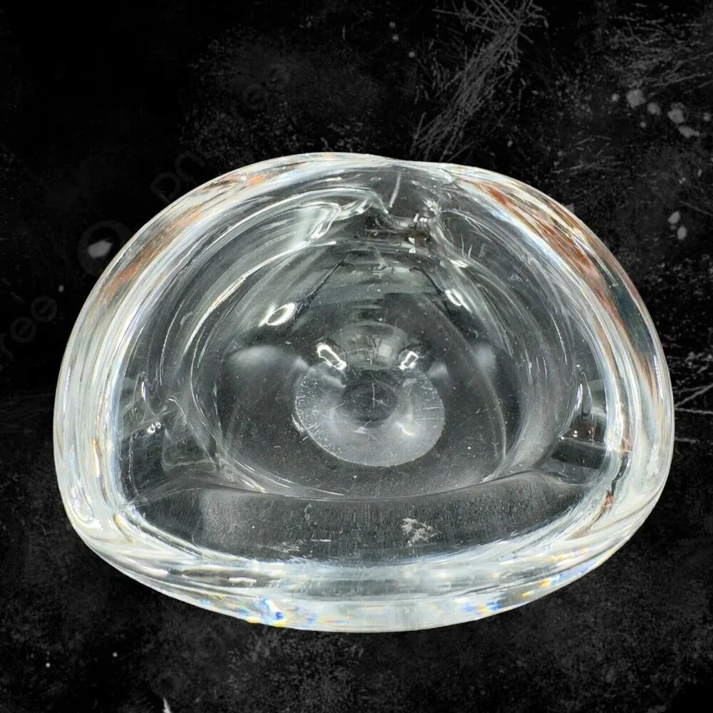 Venetian Clear Glass Dish Small Ashtray Made In‎ Italy Manganese 365nm Green UV